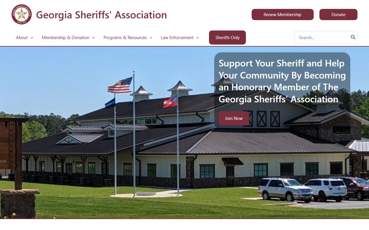 Georgia Sheriffs Association homepage for police blotter access