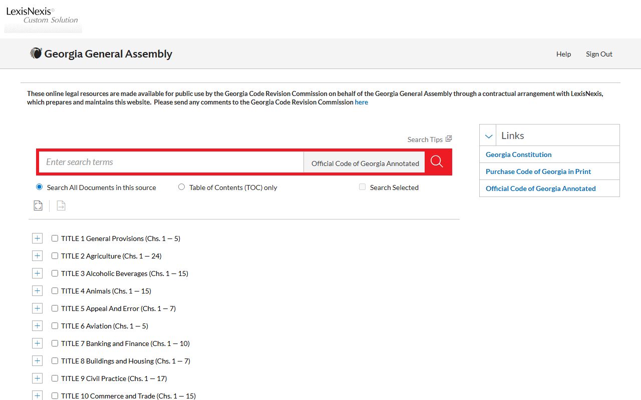 LexisNexis Georgia Code for police blotter open records law